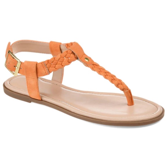 Journee Collection Shoes - JOURNEE COLLECTION GENEVIVE WOVEN T STRAP SANDAL SIZE US 10, ORANGE NEVER WORN